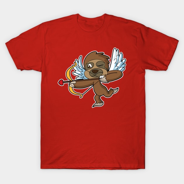 Cupid Sloth Valentine's Day T-Shirt by E